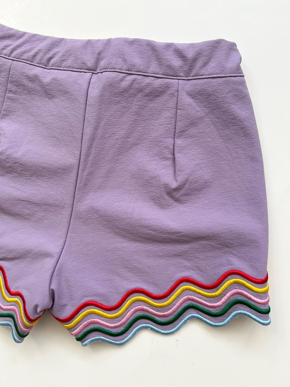 Lola and The Boys Rainbow Wave Short Set Purple With Multicolor Stitching Sz 12